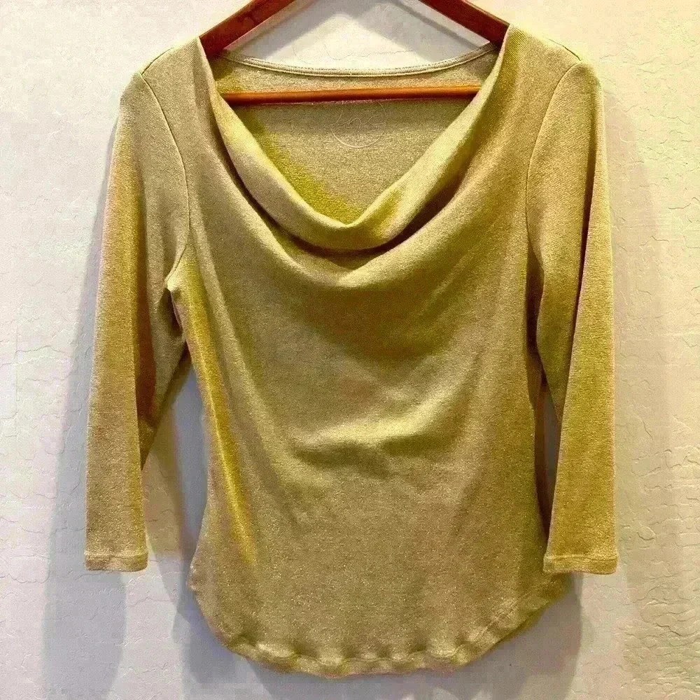 INC Gold Shimmer Blouse PXL